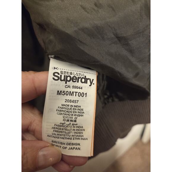 SUPERDRY Military Issue Bomber Rookie Edition Green Zip Pockets Mens Sz L - Picture 7 of 13